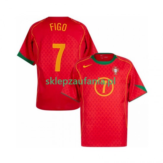 Herre Portugal drakt Figo 7 Retro Hjemme 2004 Korte Ermer