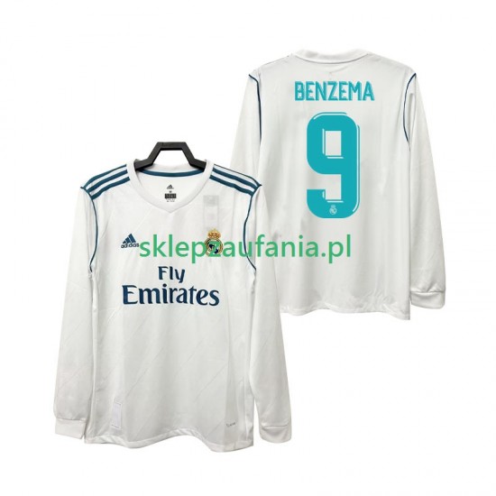 Herre Real Madrid drakt BENZEMA 9 2017 2018 Retro Hjemme Langermet