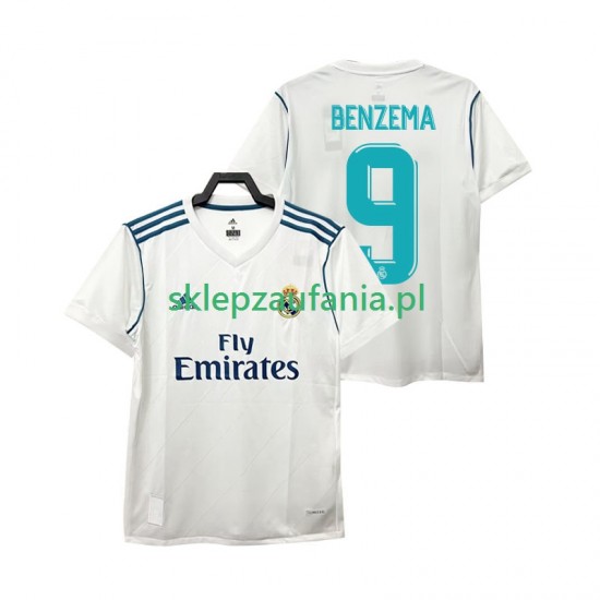 Herre Real Madrid drakt BENZEMA 9 2017 2018 Retro Hjemme Korte Ermer