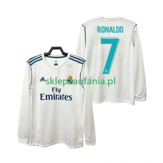 Herre Real Madrid drakt CRISTIANO RONALDO 7 2017 2018 Retro Hjemme Langermet