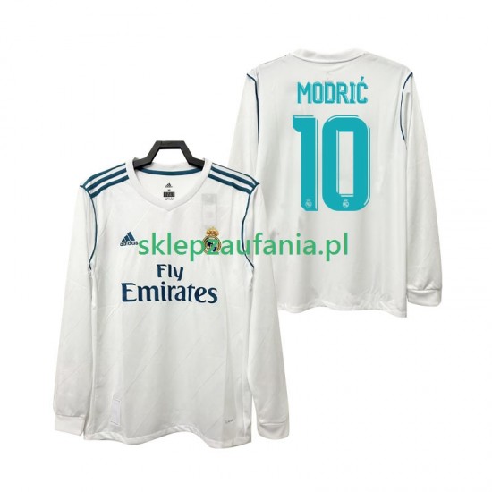 Herre Real Madrid drakt Modrić 10 2017 2018 Retro Hjemme Langermet