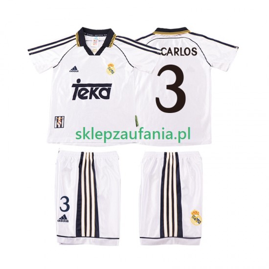 3-13 år Barn Real Madrid drakt R CARLOS 3 1998 2000 Retro Hjemme Korte Ermer