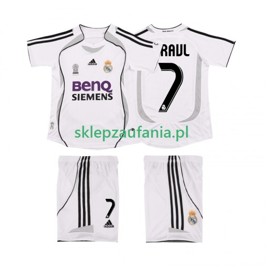 3-13 år Barn Real Madrid drakt RAUL 7 2007 Retro Hjemme 2006 Korte Ermer