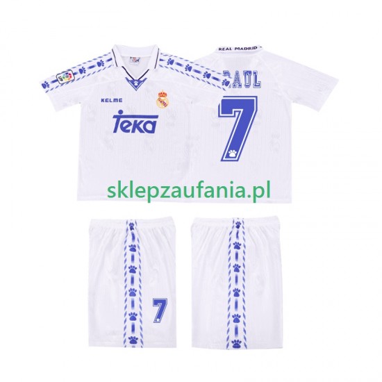 3-13 år Barn Real Madrid drakt RAUL 7 1996 1997 Retro Hjemme Korte Ermer