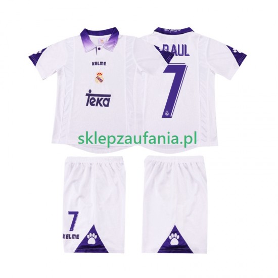 3-13 år Barn Real Madrid drakt RAUL 7 1997 1998 Retro Hjemme Korte Ermer