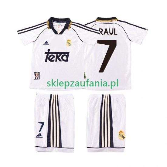 3-13 år Barn Real Madrid drakt RAUL 7 1998 2000 Retro Hjemme Korte Ermer