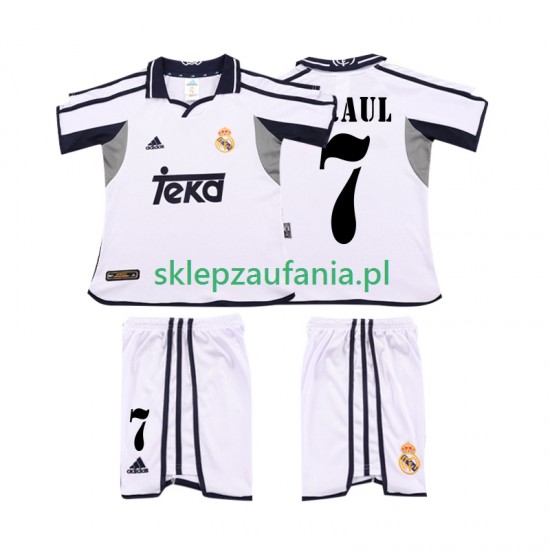 3-13 år Barn Real Madrid drakt RAUL 7 2001 2002 Retro Hjemme Korte Ermer