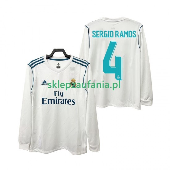 Herre Real Madrid drakt SERGIO RAMOS 4 2017 2018 Retro Hjemme Langermet
