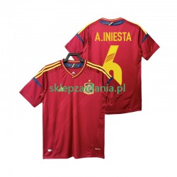 Herre Spania drakt Andres Iniesta 6 2012 Retro Hjemme Korte Ermer