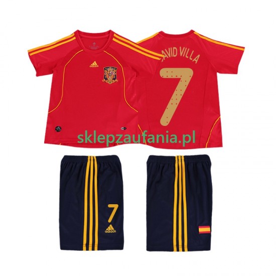 3-13 år Barn Spania drakt DAVID VILLA 7 Retro Hjemme 2008 Korte Ermer