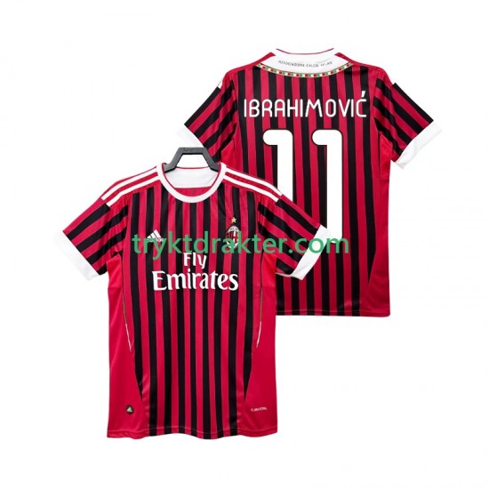Herre AC Milan drakt Zlatan IBRAHIMOVIC 11 2012 Retro Hjemme 2011 Korte Ermer