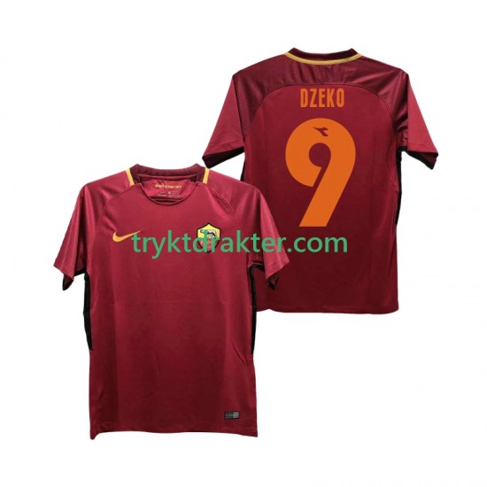 Herre AS Roma drakt DZEKO 9 2017-2018 Retro Hjemme Korte Ermer