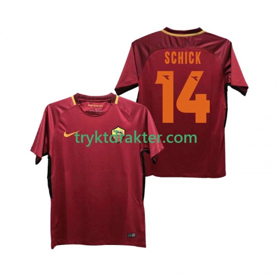 Herre AS Roma drakt SCHICK 14 2017-2018 Retro Hjemme Korte Ermer