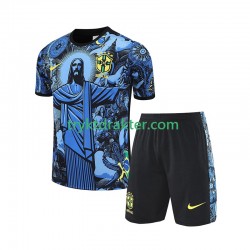 3-13 år Barn Brasil JESUS Football Shirts Hjemme 2024-2025 Blå Korte Ermer