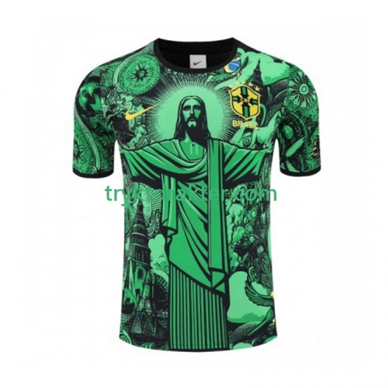Herre Brasil drakt Jesus Hjemme 2024-2025 Grønn Korte Ermer