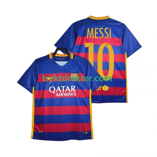 Herre FC Barcelona drakt Lionel Messi 10 2015-2016 Retro Hjemme Korte Ermer