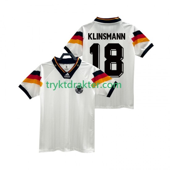 Herre Tyskland drakt KLINSMANN 18 1992 Retro Hjemme Korte Ermer