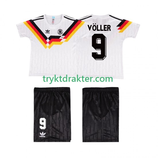 3-13 år Barn Tyskland drakt VOLLER 9 Retro Hjemme 1990 Korte Ermer