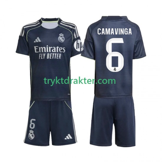 3-13 år Barn Real Madrid drakt Camavinga 6 Borte 2025-2026 Korte Ermer