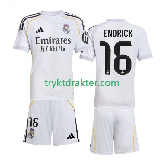 3-13 år Barn Real Madrid drakt Endrick 16 Hjemme 2025-2026 Korte Ermer