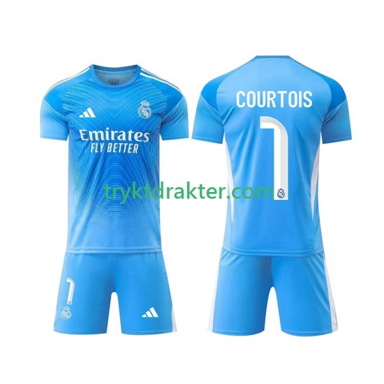 3-13 år Barn Keeper Real Madrid drakt Thibaut Courtois 1 Hjemme 2025-2026 Korte Ermer