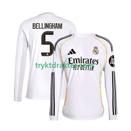 Herre Real Madrid drakt Jude Bellingham 5 Hjemme 2025-2026 Langermet
