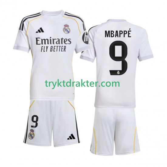 3-13 år Barn Real Madrid drakt Mbappé Kylian 9 Hjemme 2025-2026 Korte Ermer