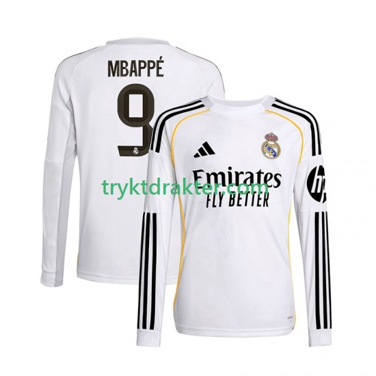 Herre Real Madrid drakt Mbappé Kylian 9 Hjemme 2025-2026 Langermet