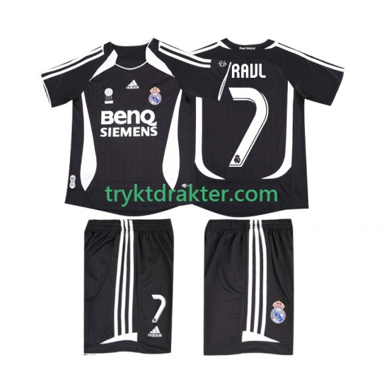 3-13 år Barn Real Madrid drakt RAUL 7 2007 Retro Borte 2006 Korte Ermer