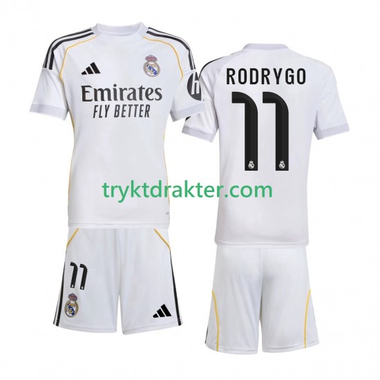 3-13 år Barn Real Madrid drakt Rodrygo 11 Hjemme 2025-2026 Korte Ermer
