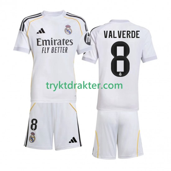 3-13 år Barn Real Madrid drakt Valverde 8 Hjemme 2025-2026 Korte Ermer