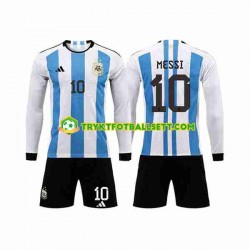 3-13 år Barn Argentina drakt 3 Stars Lionel Messi 10 Hjemme VM 2022 Langermet 3-13 år Barn Argentina drakt 3 Stars Lionel Messi 10 Hjemme VM 2022 Langermet