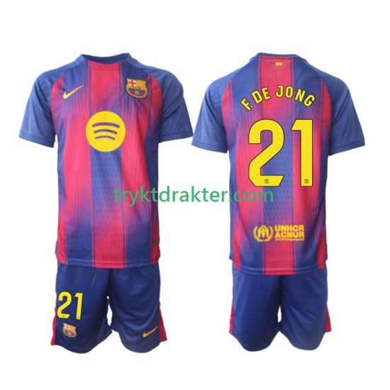 3-13 år Barn FC Barcelona drakt Frenkie de Jong 21 Hjemme 2025-2026 Korte Ermer