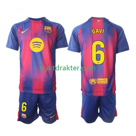 3-13 år Barn FC Barcelona drakt Gavi 6 Hjemme 2025-2026 Korte Ermer