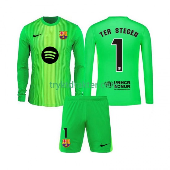 3-13 år Barn Keeper FC Barcelona drakt Ter Stegen 1 Hjemme 2025-2026 Langermet