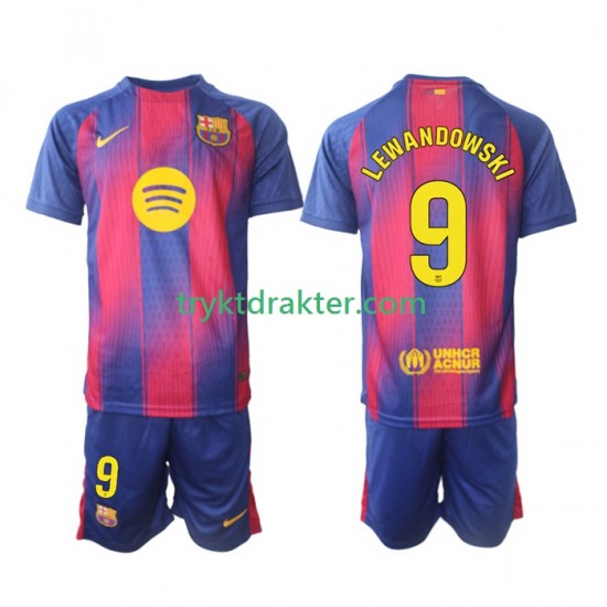 3-13 år Barn FC Barcelona drakt Robert Lewandowski 9 Hjemme 2025-2026 Korte Ermer