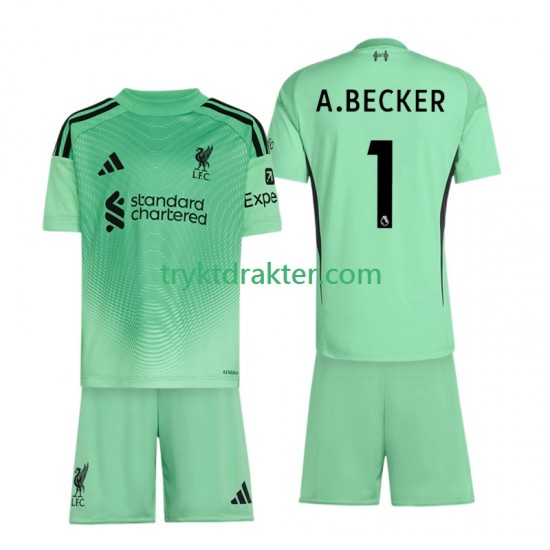 3-13 år Barn Keeper Liverpool drakt Alisson Becker 1 Hjemme 2025-2026 Korte Ermer