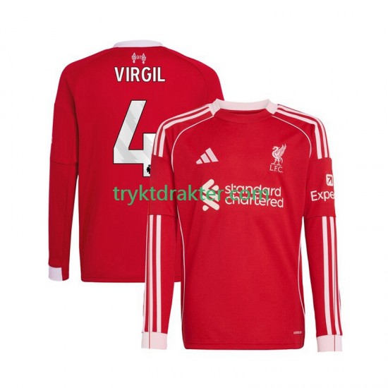 Herre Liverpool drakt Virgil van Dijk 4 Hjemme 2025-2026 Langermet