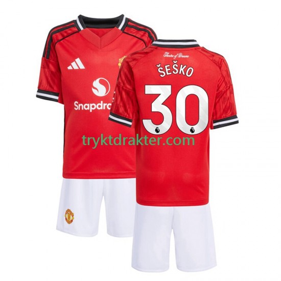 3-13 år Barn Manchester Utd drakt Benjamin Sesko 30 Hjemme 2025-2026 Korte Ermer