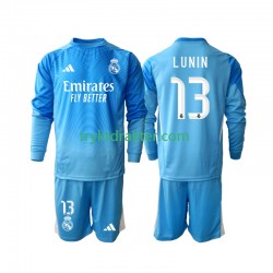 3-13 år Barn Keeper Real Madrid drakt Andriy Lunin 13 Hjemme 2025-2026 Langermet
