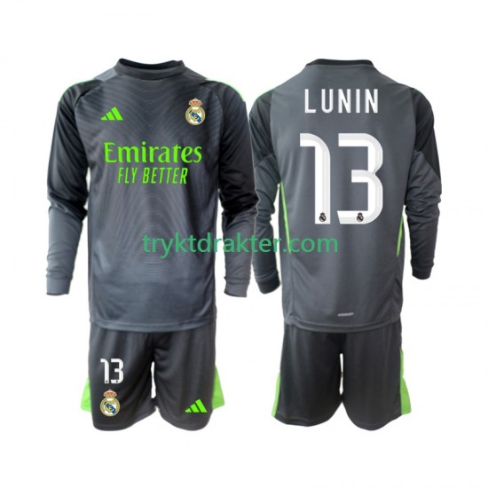 3-13 år Barn Keeper Real Madrid drakt Andriy Lunin 13 Tredje 2025-2026 Langermet