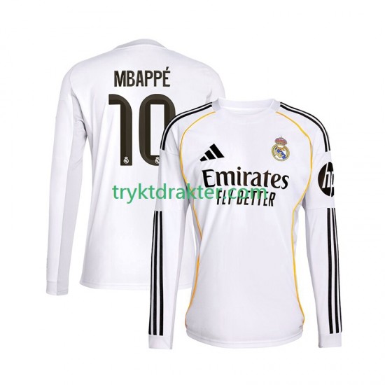 Herre Real Madrid drakt Mbappé Kylian 10 Hjemme 2025-2026 Langermet