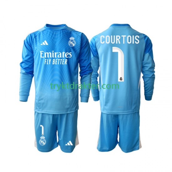 3-13 år Barn Real Madrid drakt Thibaut Courtois 1 Hjemme 2025-2026 Langermet