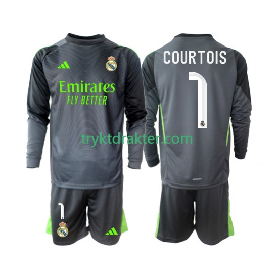 3-13 år Barn Real Madrid drakt Thibaut Courtois 1 Tredje 2025-2026 Langermet