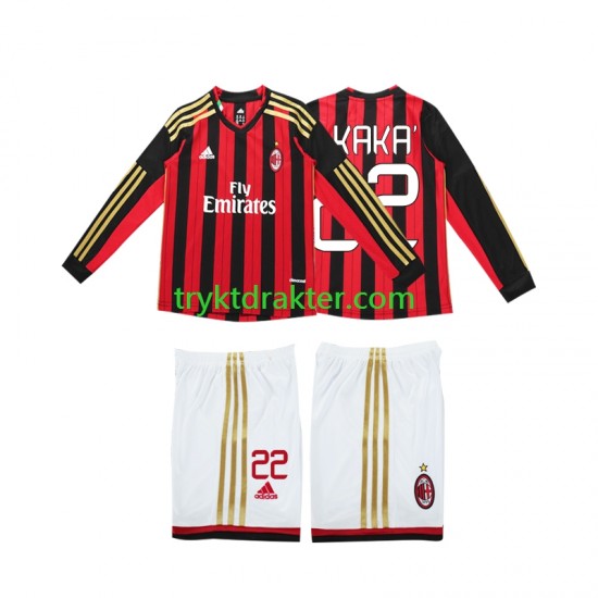 3-13 år Barn AC Milan drakt Kaka 22 2013 2014 Retro Hjemme Langermet