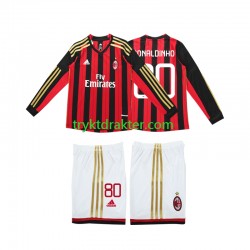 3-13 år Barn AC Milan drakt RONALDINHO 80 2013 2014 Retro Hjemme Langermet