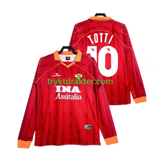 Herre AS Roma drakt Totti 10 2000 Retro Hjemme 1999 Langermet