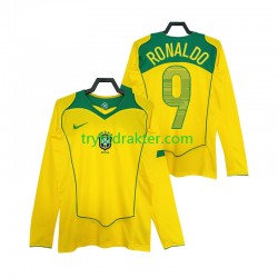 Herre Brasil drakt RONALDO 9 Retro Hjemme 2004 Langermet