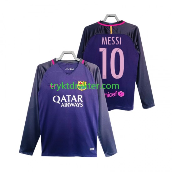 Herre FC Barcelona drakt Lionel Messi 10 2016 2017 Retro Borte Langermet