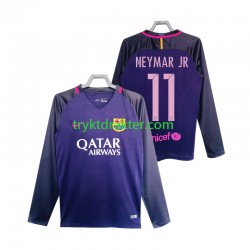 Herre FC Barcelona drakt Neymar JR 11 2016 2017 Retro Borte Langermet